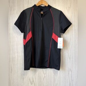 Kerrits Women’s Sport Tech Riding Shirt Black/Red Size Large NWT